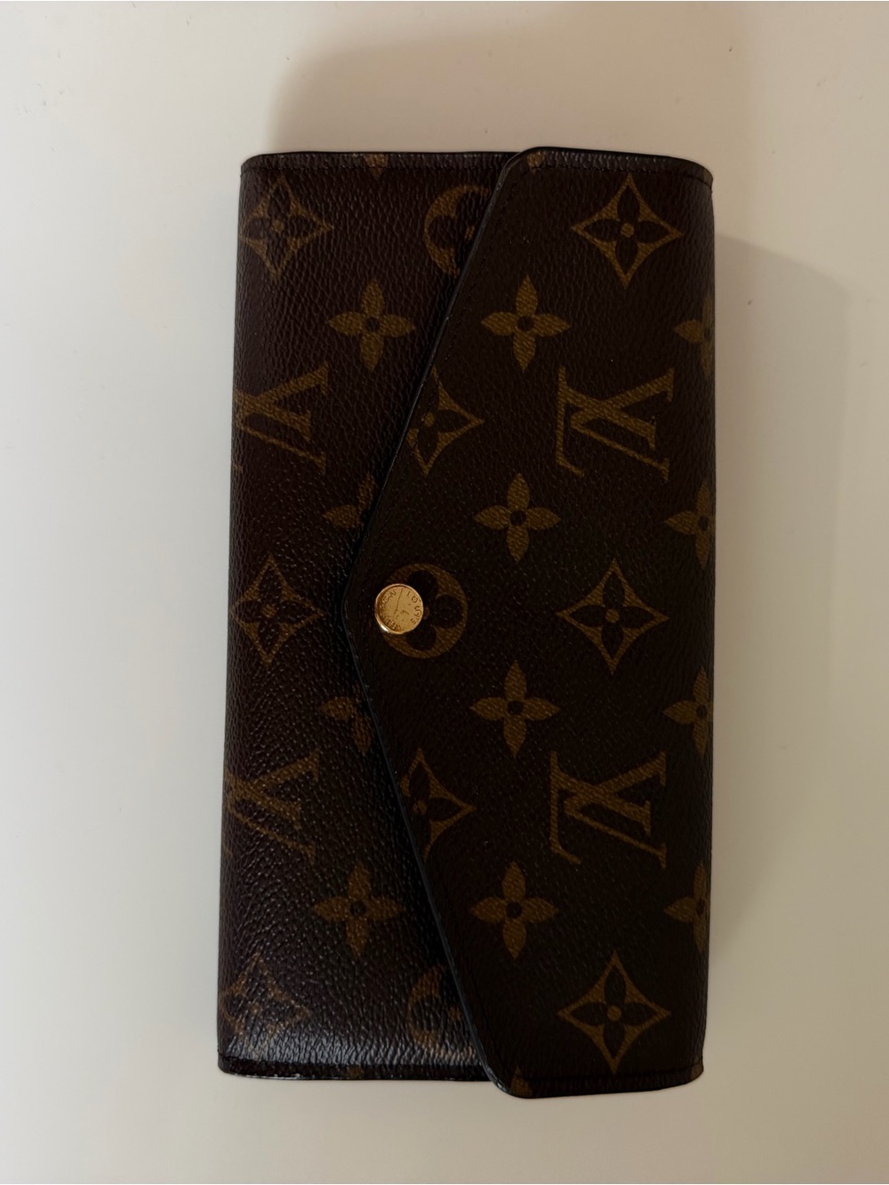 Louis Vuitton Monogram Envelope Style Long Wallet in Brown and Gold